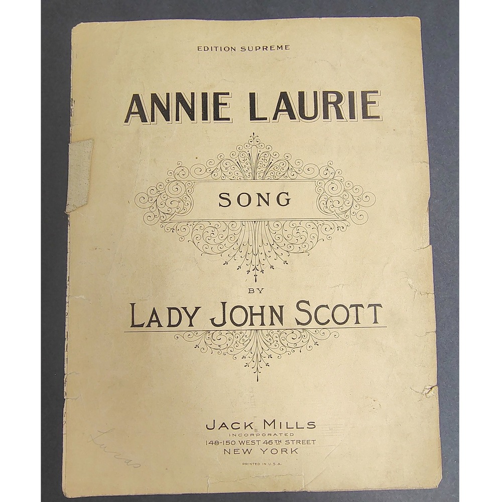 Annie Laurie 1926 Sheet Music Ornate Decorative Typography Cover Lady John Scott